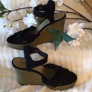 MONTEGO BAY CLUB Black Wedge Sandals